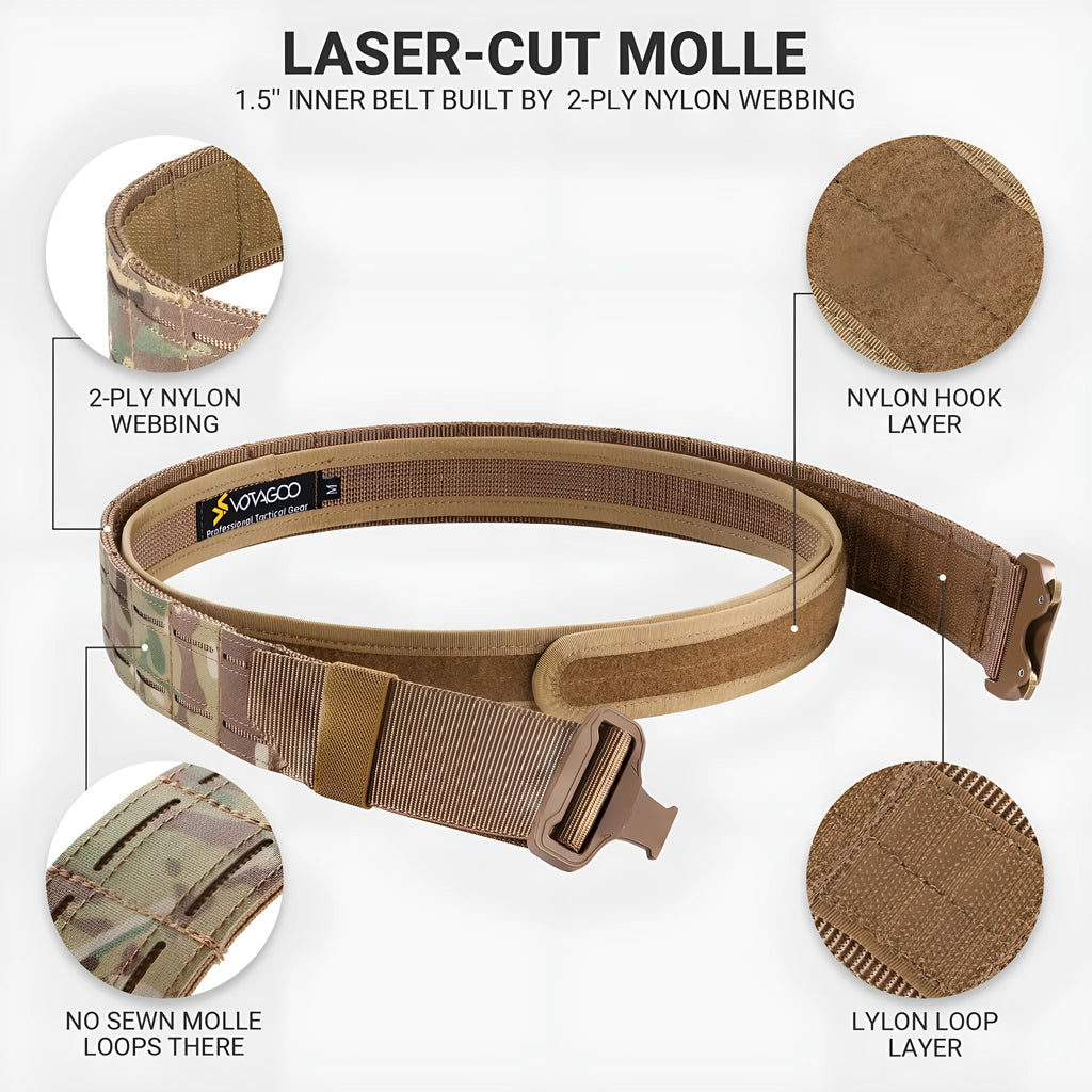 VOTAGOO thick nylon tactical belt with quick-release alloy buckle in CP camouflage colour