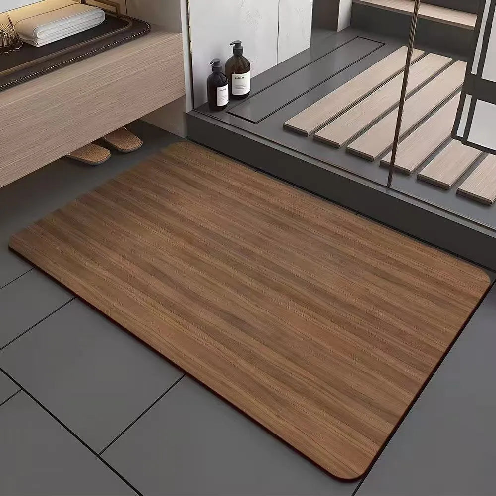 American wood grain geometric pattern diatom ooze non-slip bathroom floor mat