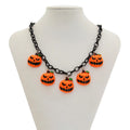 Halloween ghost pumpkin necklace with acrylic cartoon character pendant on plastic chain