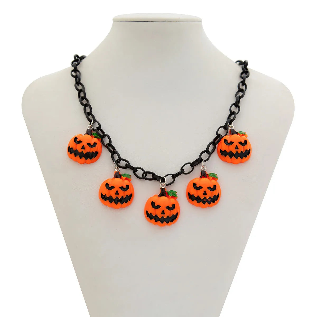 Halloween ghost pumpkin necklace with acrylic cartoon character pendant on plastic chain