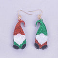 Acrylic Santa Claus cartoon earrings in red and green hat styles