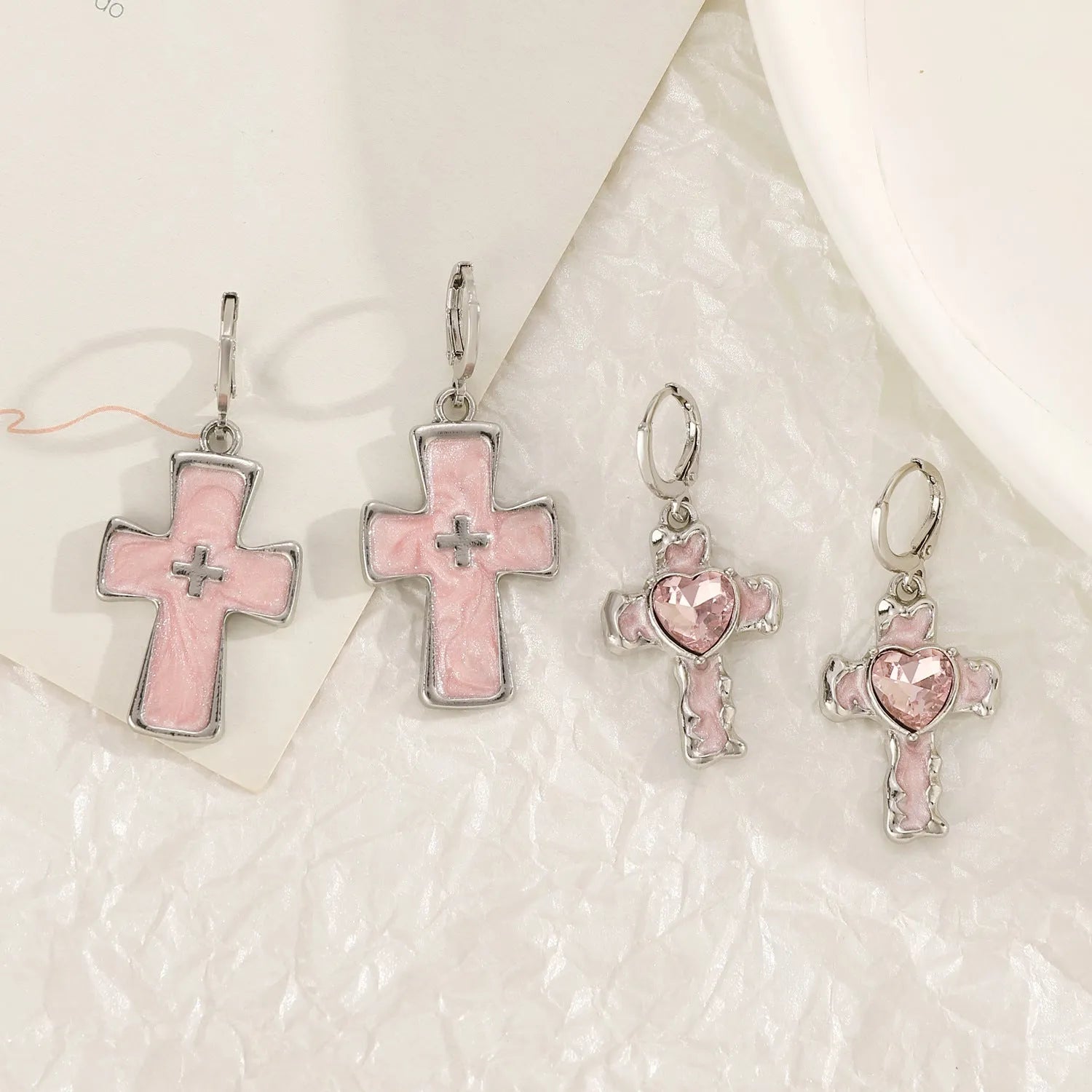 Women's alloy earrings with cross designs in multiple neutral colour options