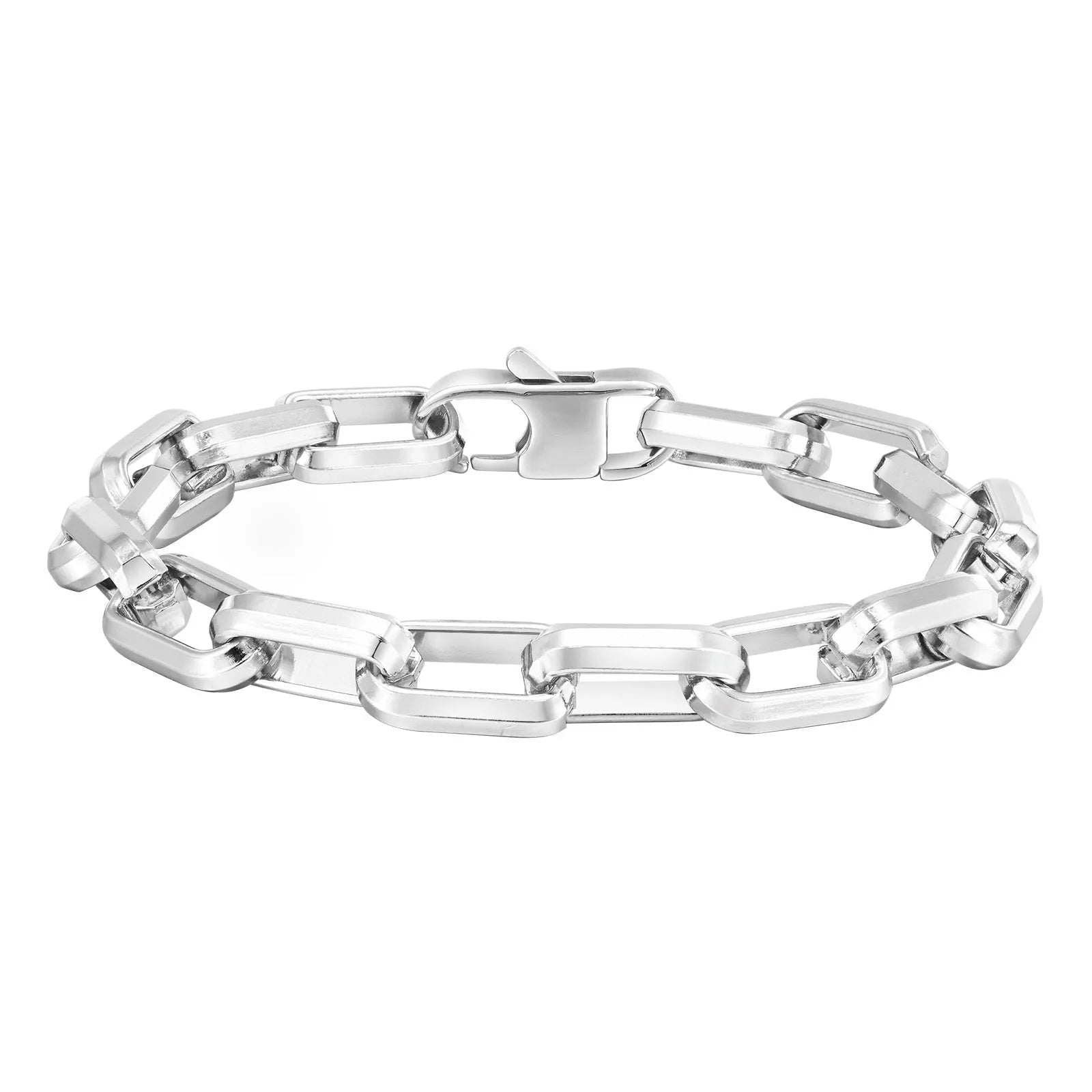 Men's titanium steel square chain bracelet in electroplated black gold retro or steel colours