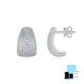 Geometric moissanite stud earrings with sterling silver posts on a gift box