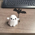 Miniature resin ghost walking dog statue holding bat Halloween decoration