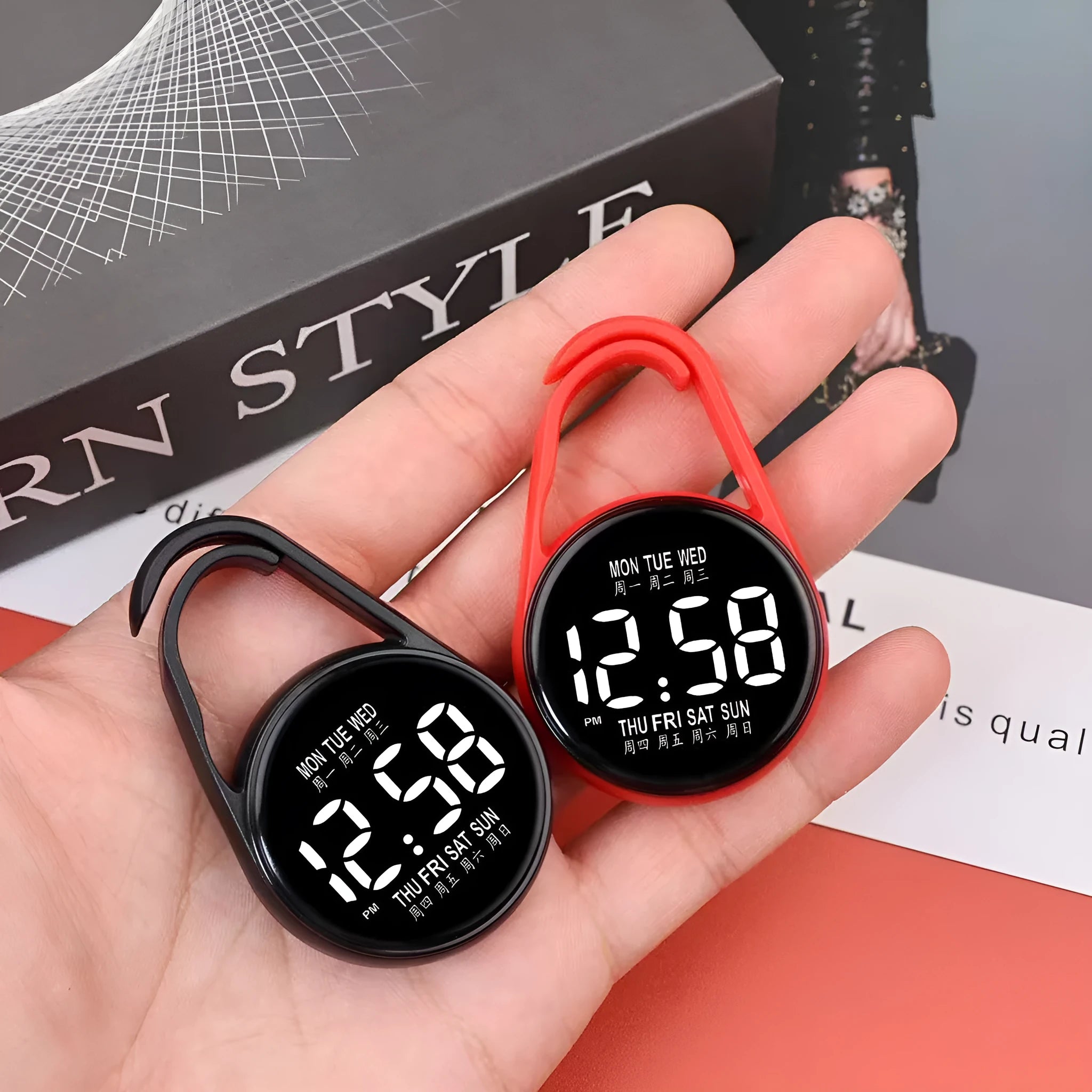 LED digital electronic watch with luminous display in multiple colour options on plastic strap