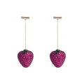 Red strawberry geometry earrings for women with zinc alloy construction