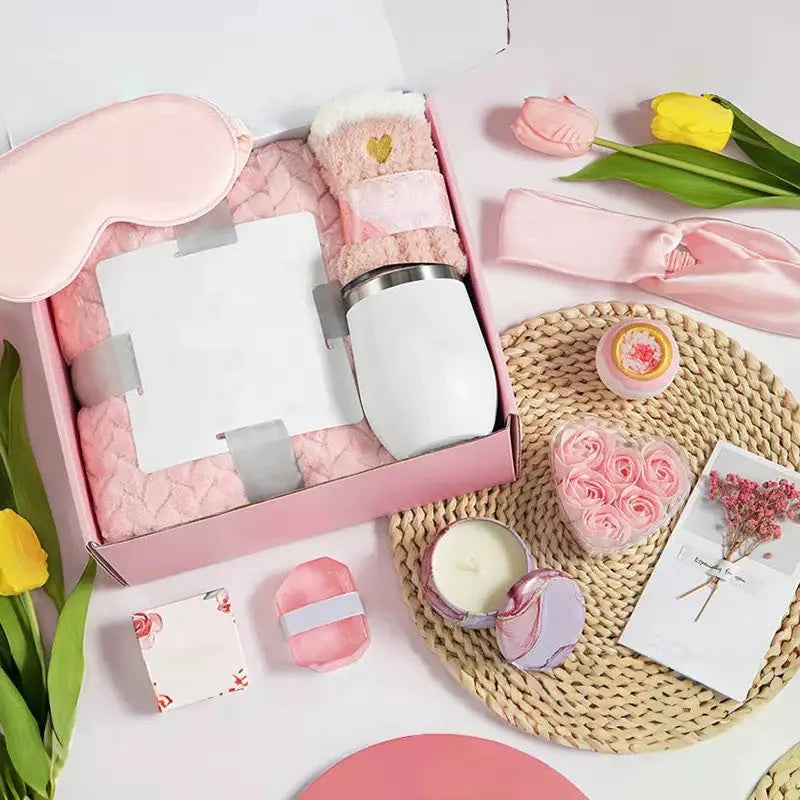 Soy wax aromatherapy candle bath set gift box in modern simple style with various colour suit options