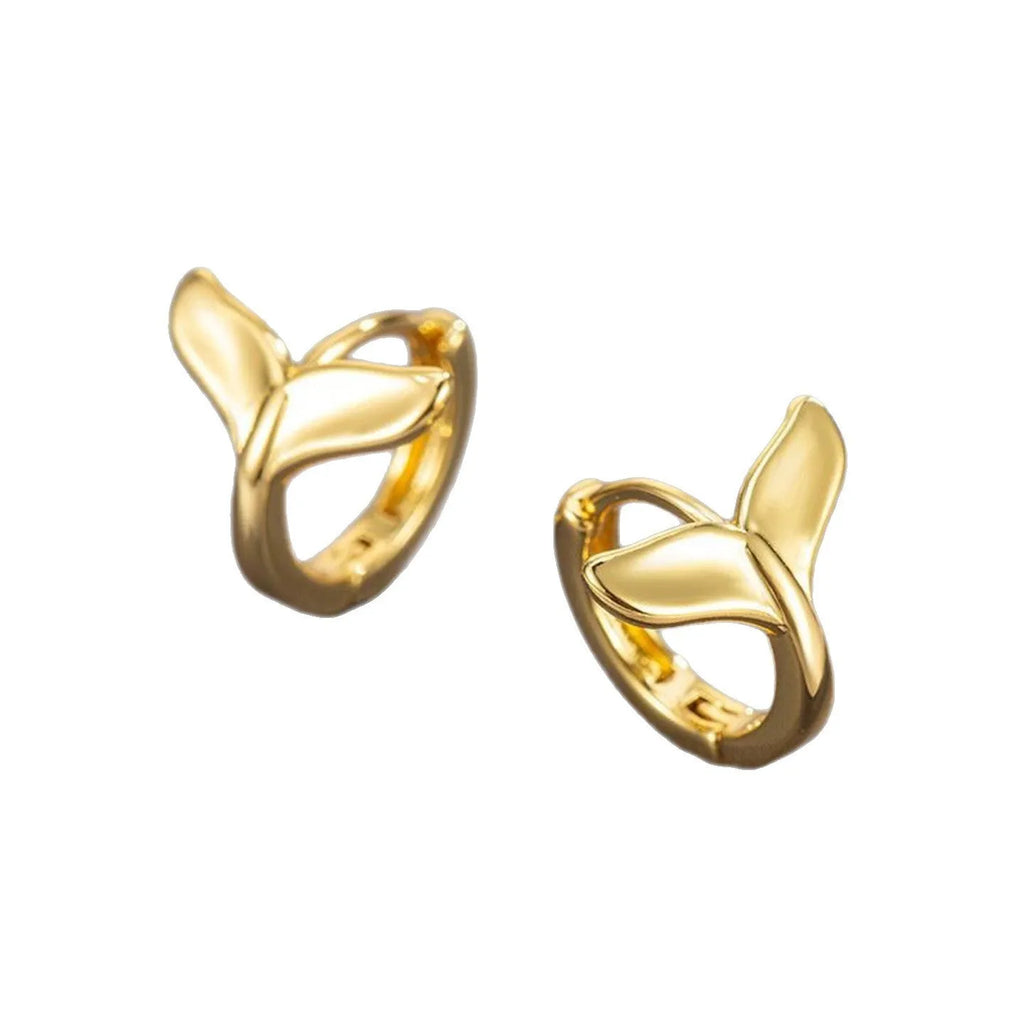 Women's fashion fishtail earrings in electroplated copper with white gold or yellow gold colour options