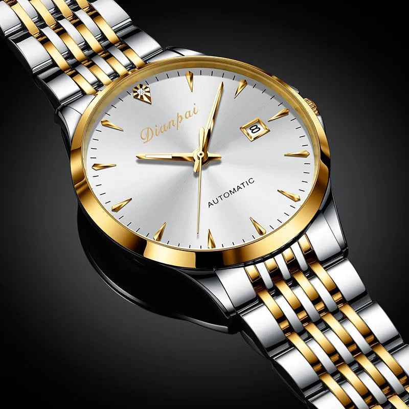 Men's stainless steel automatic watch with simple dial design in various colour options