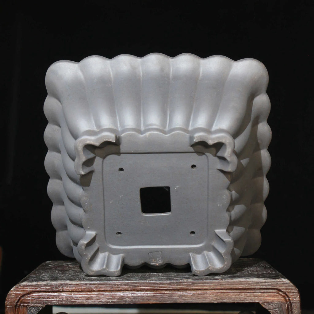 Square ceramic purple sand bonsai pot with 37x15cm inner diameter, classical style, desktop planter