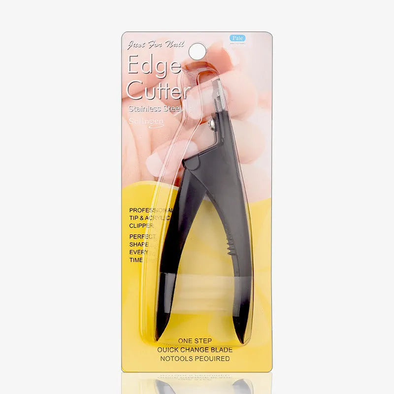 French U-shaped nail scissors in stainless steel with three finish options: black, titanium, and silver.