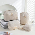Flannelette makeup bag four-piece set in cube style with polyester construction