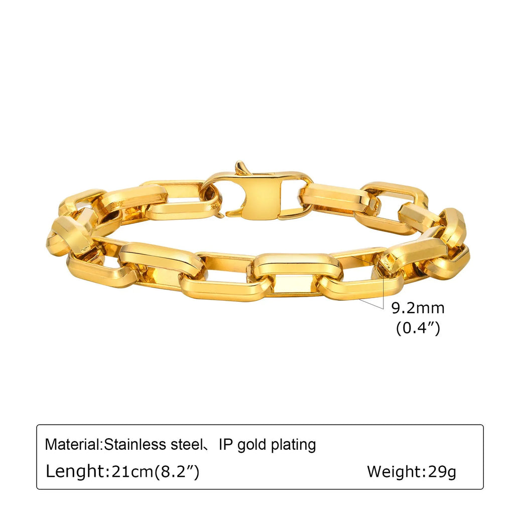 Men's titanium steel square chain bracelet in electroplated black gold retro or steel colours