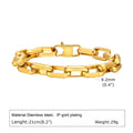 Men's titanium steel square chain bracelet in electroplated black gold retro or steel colours