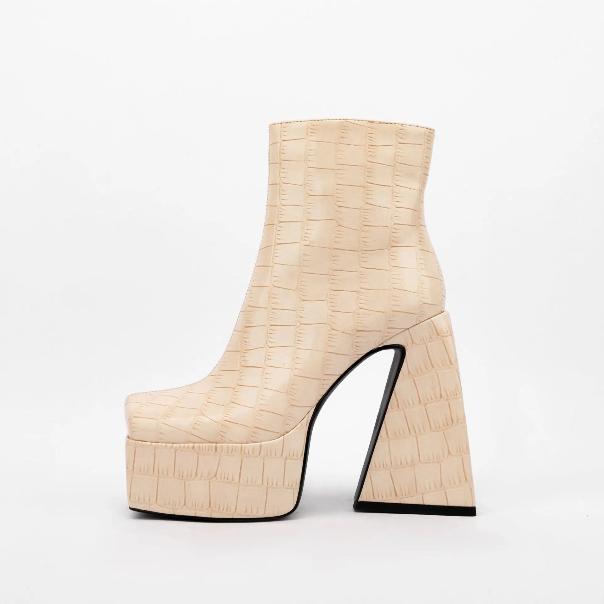 Women's artificial PU ankle boots with super high heels above 8cm in solid colours