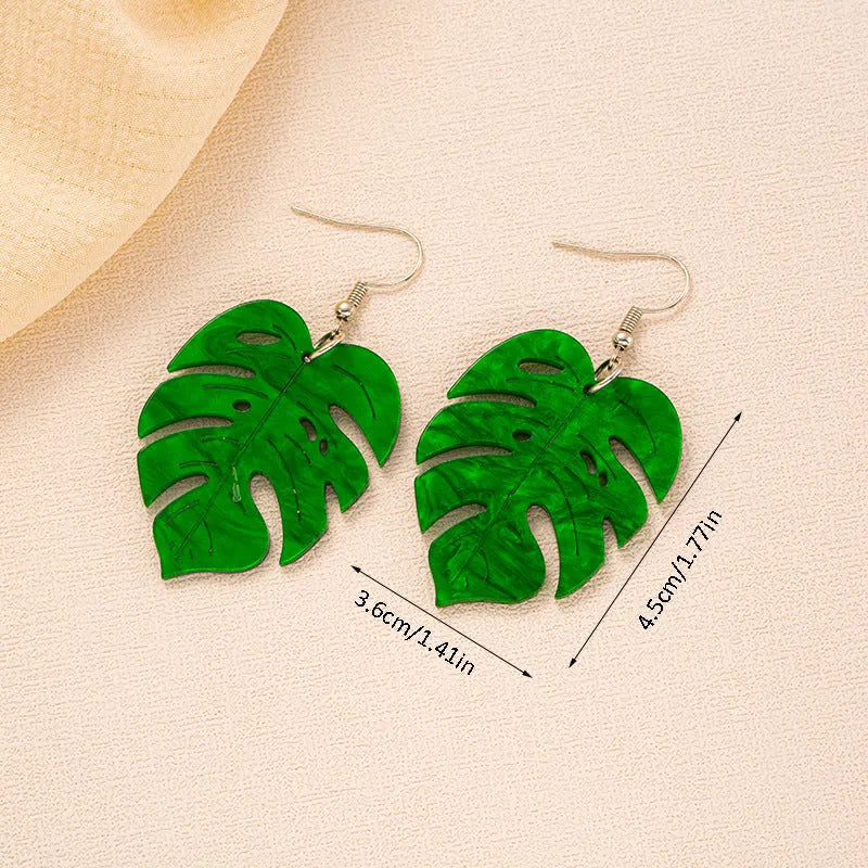 Coconut jackfruit drop-shaped acrylic earrings with alloy hook in tropical colour options