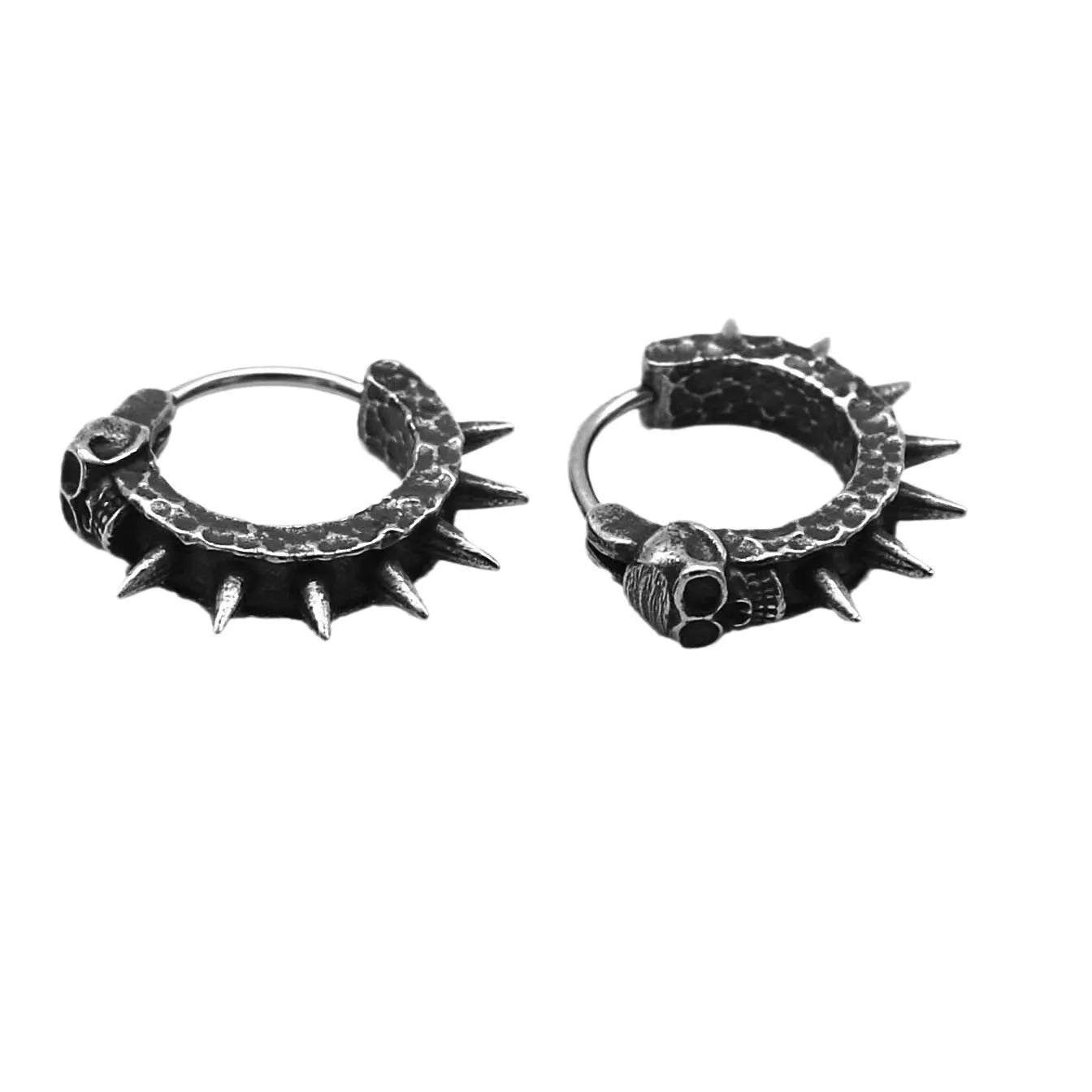Retro black punk motorcycle stud earrings with geometry shape in alloy and copper plastic