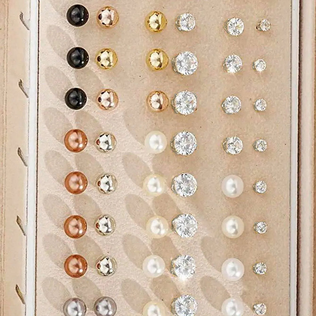 108-piece geometric alloy earring combination set with electroplated gold and yellow finishes