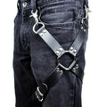 Black PU leather fashion leggings showing form-fitting design and leather-like texture