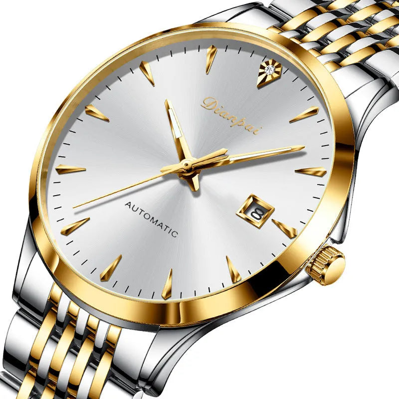 Men's stainless steel automatic watch with simple dial design in various colour options