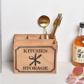 Wooden kitchen storage box with compartments for knives forks and chopsticks