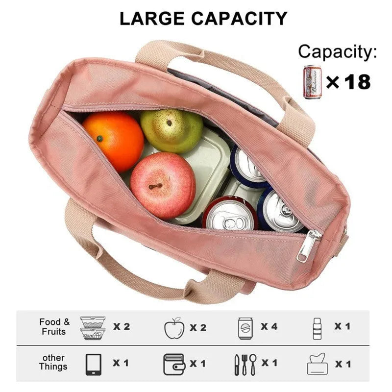 Cube-shaped hiking picnic bag in Oxford cloth with a removable shoulder strap and side pocket.