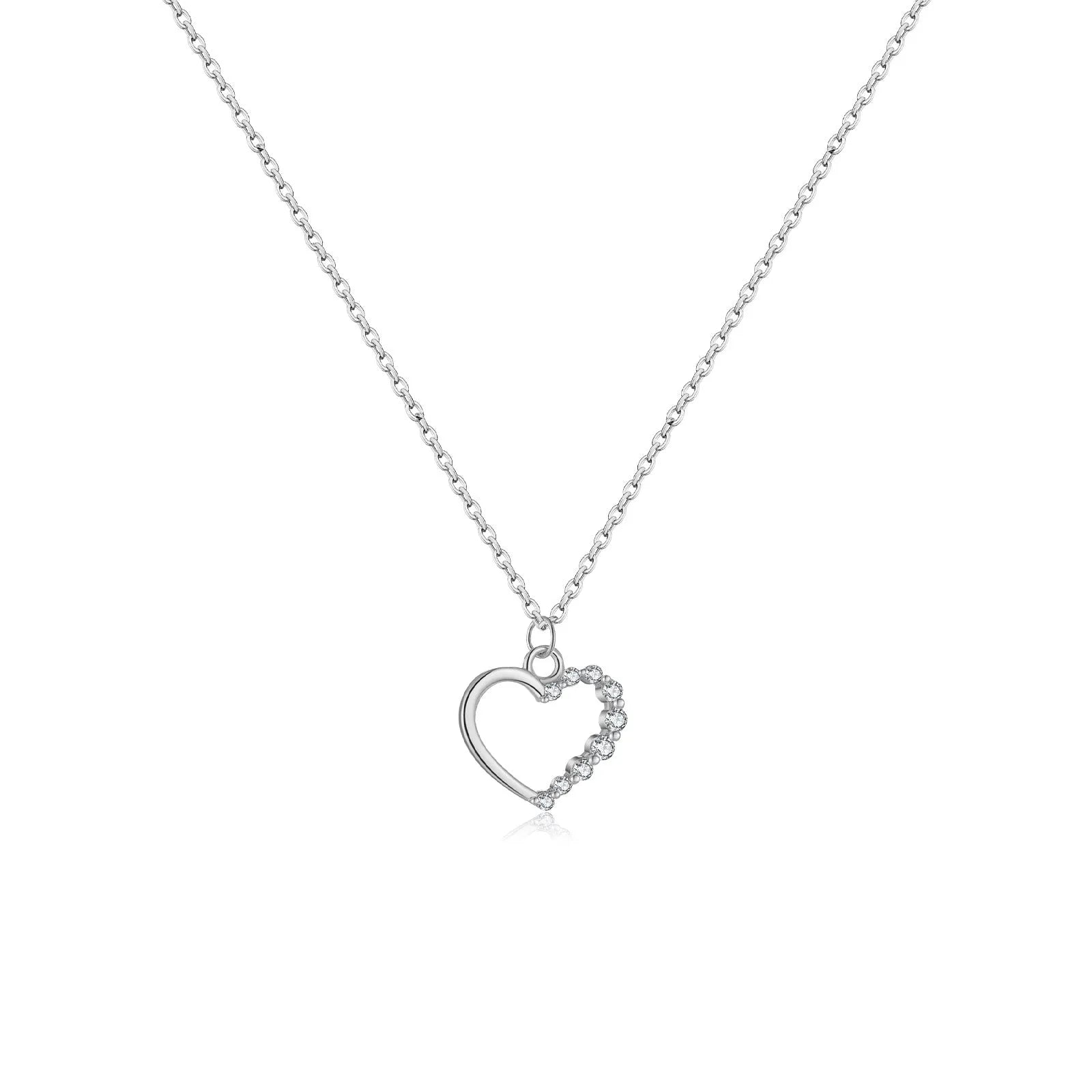 S925 sterling silver hollow heart necklace in gold or platinum colour option