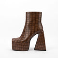 Women's artificial PU ankle boots with super high heels above 8cm in solid colours