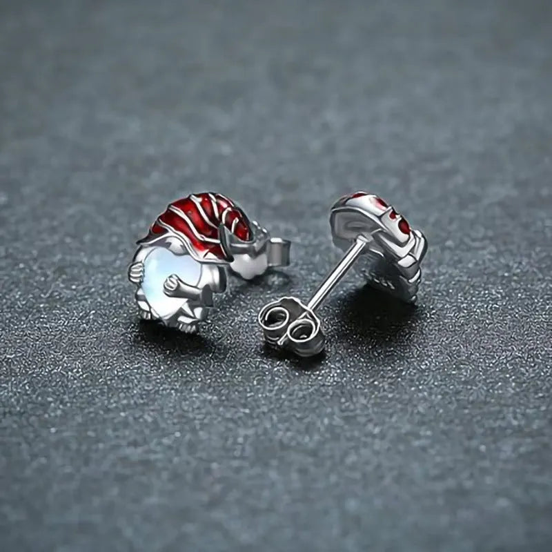 Women's Santa Claus heart earrings in white gold colour with electroplated copper construction