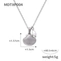 Gold-tone titanium steel necklace with white freshwater pearl beads on an O-shaped chain.