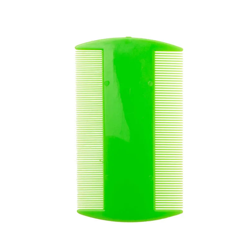 Plastic fine teeth flea comb with double-edged design measuring 8 by 7.5 centimetres