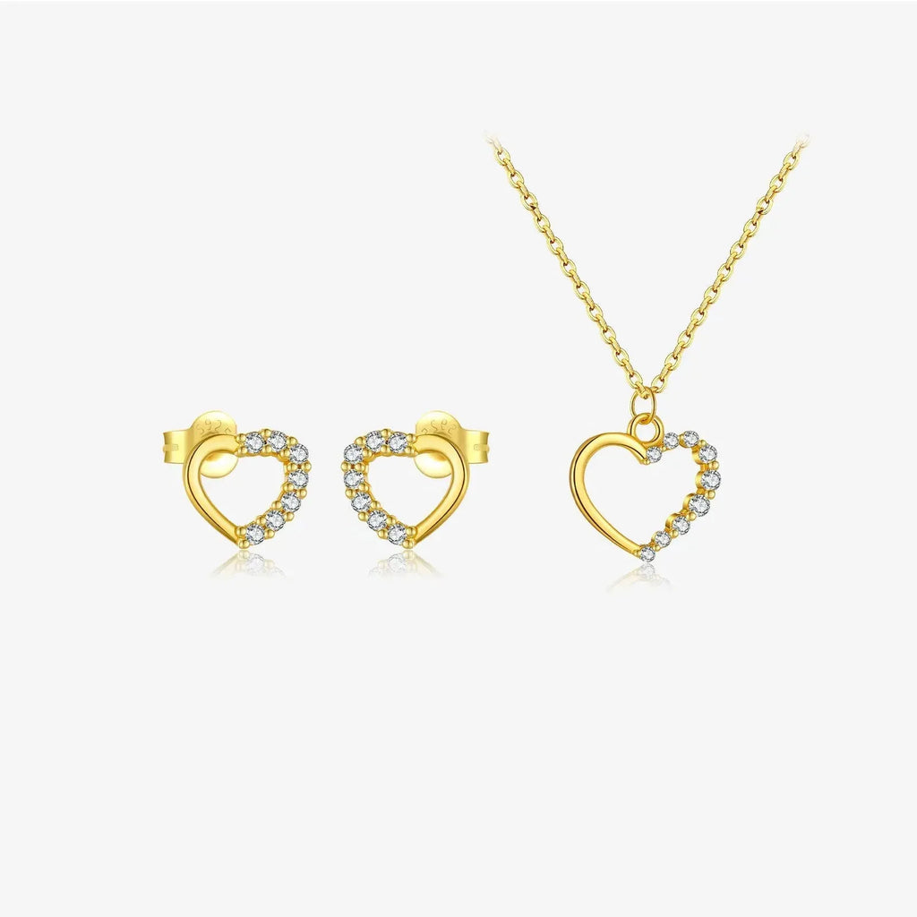 S925 sterling silver hollow heart necklace in gold or platinum colour option