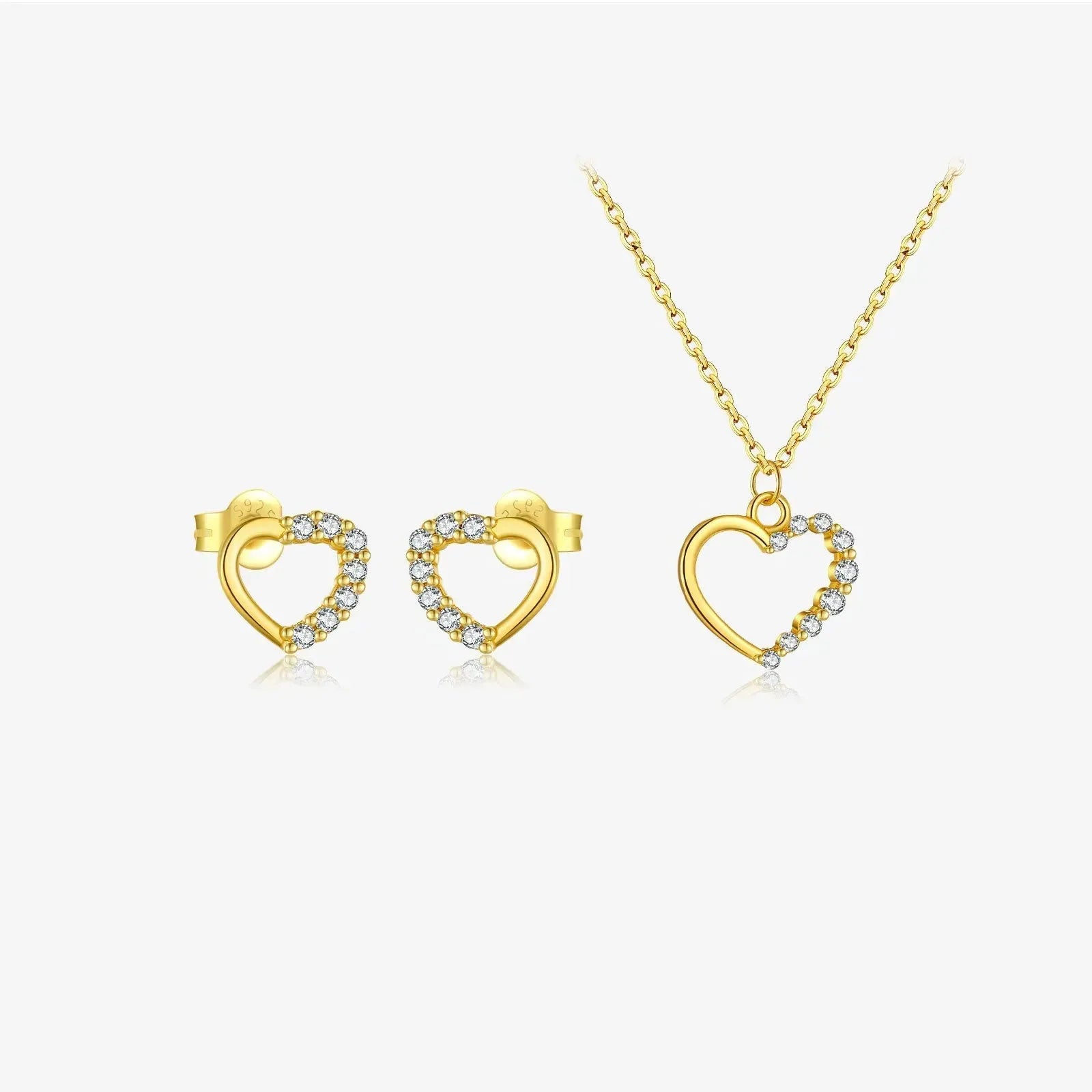 S925 sterling silver hollow heart necklace in gold or platinum colour option