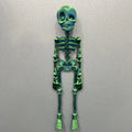 3D printed skull refrigerator magnet showing dimensional details and 18cm height proportions