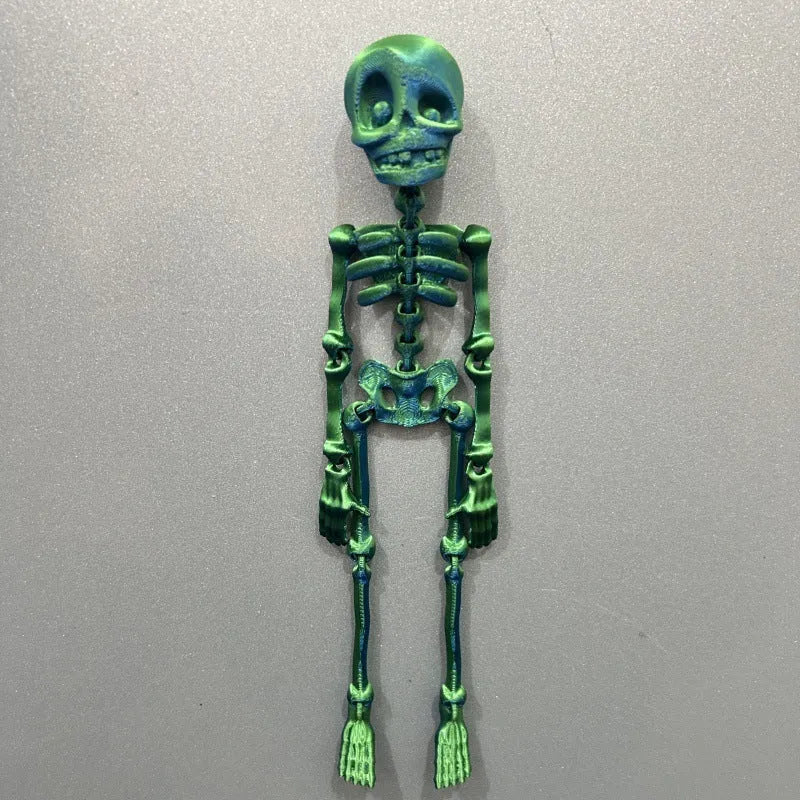 3D printed skull refrigerator magnet showing dimensional details and 18cm height proportions