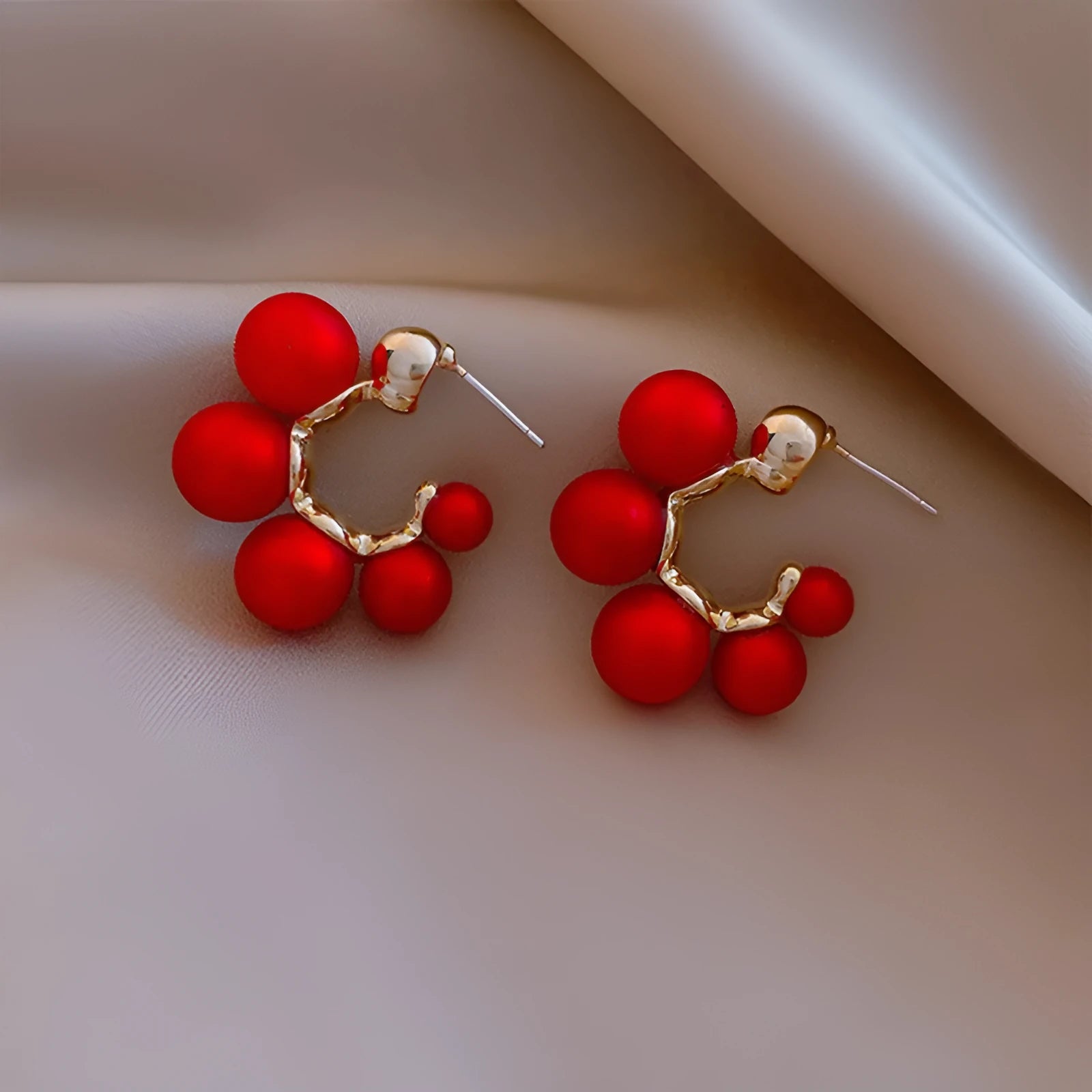 Red bell charm drop earrings for women with alloy construction