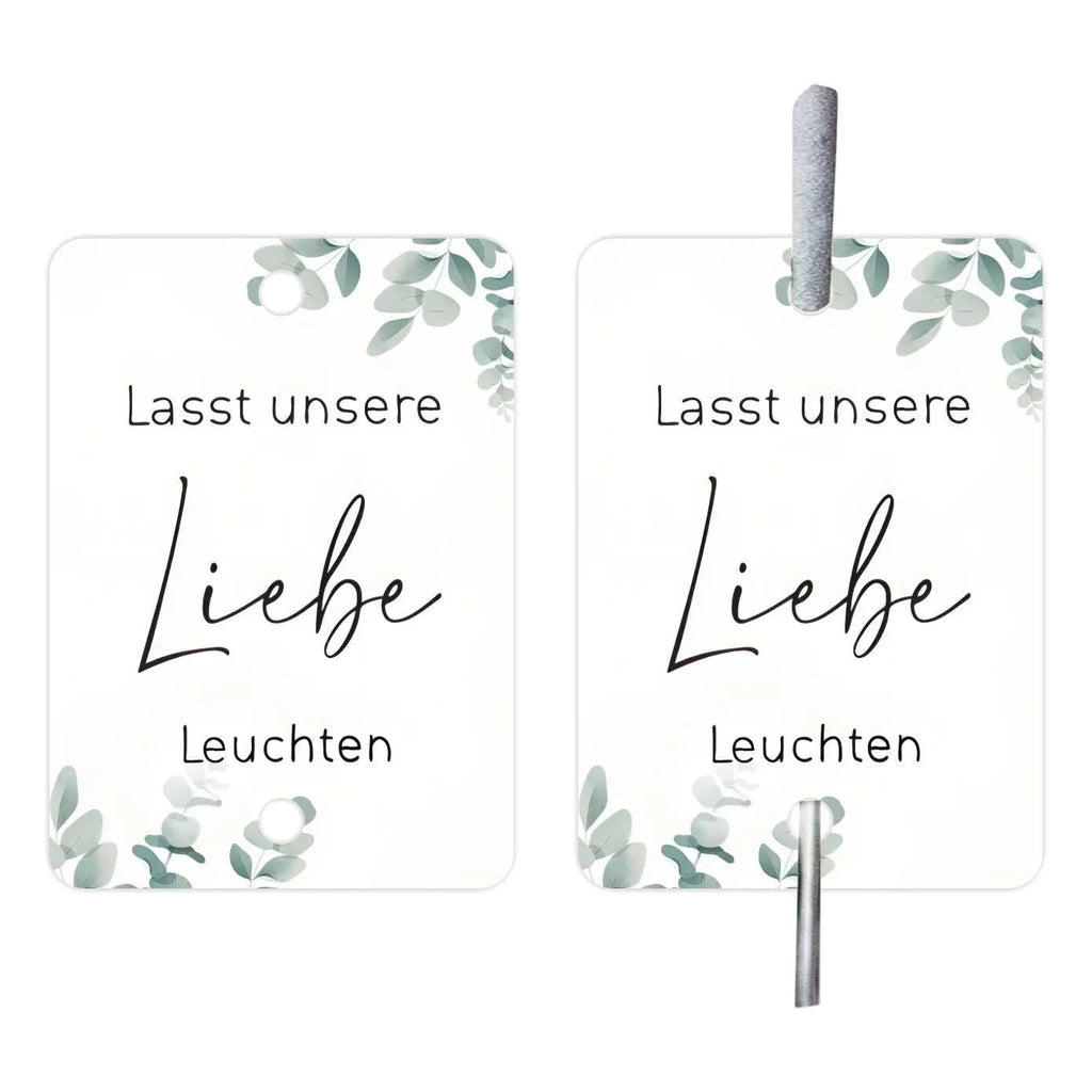 White card decorative labels with fireworks design for wedding and baptism celebration table settings