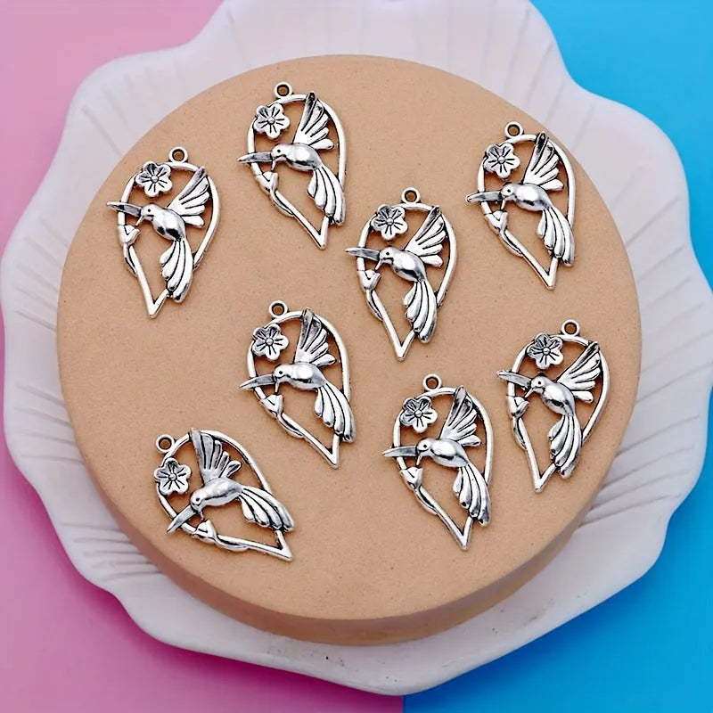 Alloy magpie pendant with electroplated finish for DIY jewellery projects