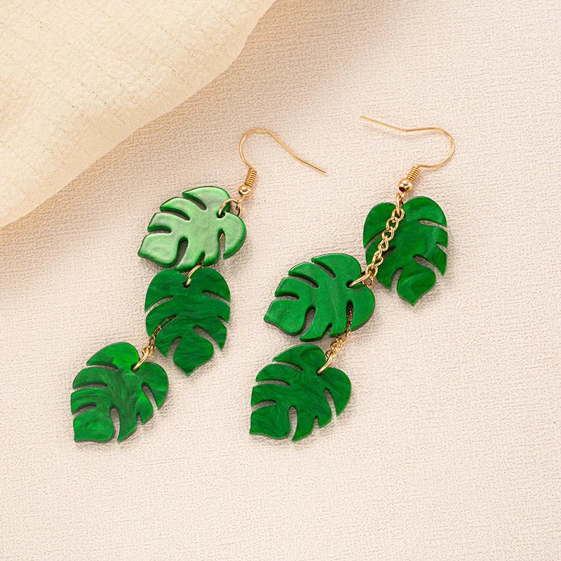 Coconut jackfruit drop-shaped acrylic earrings with alloy hook in tropical colour options