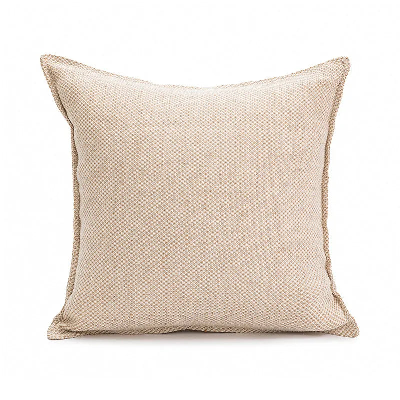 45cm square cushion pillow in solid colour with decorative edge stitching on sofa