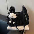 Women's soft PU backpack in black, milky white, silver and blue colour options