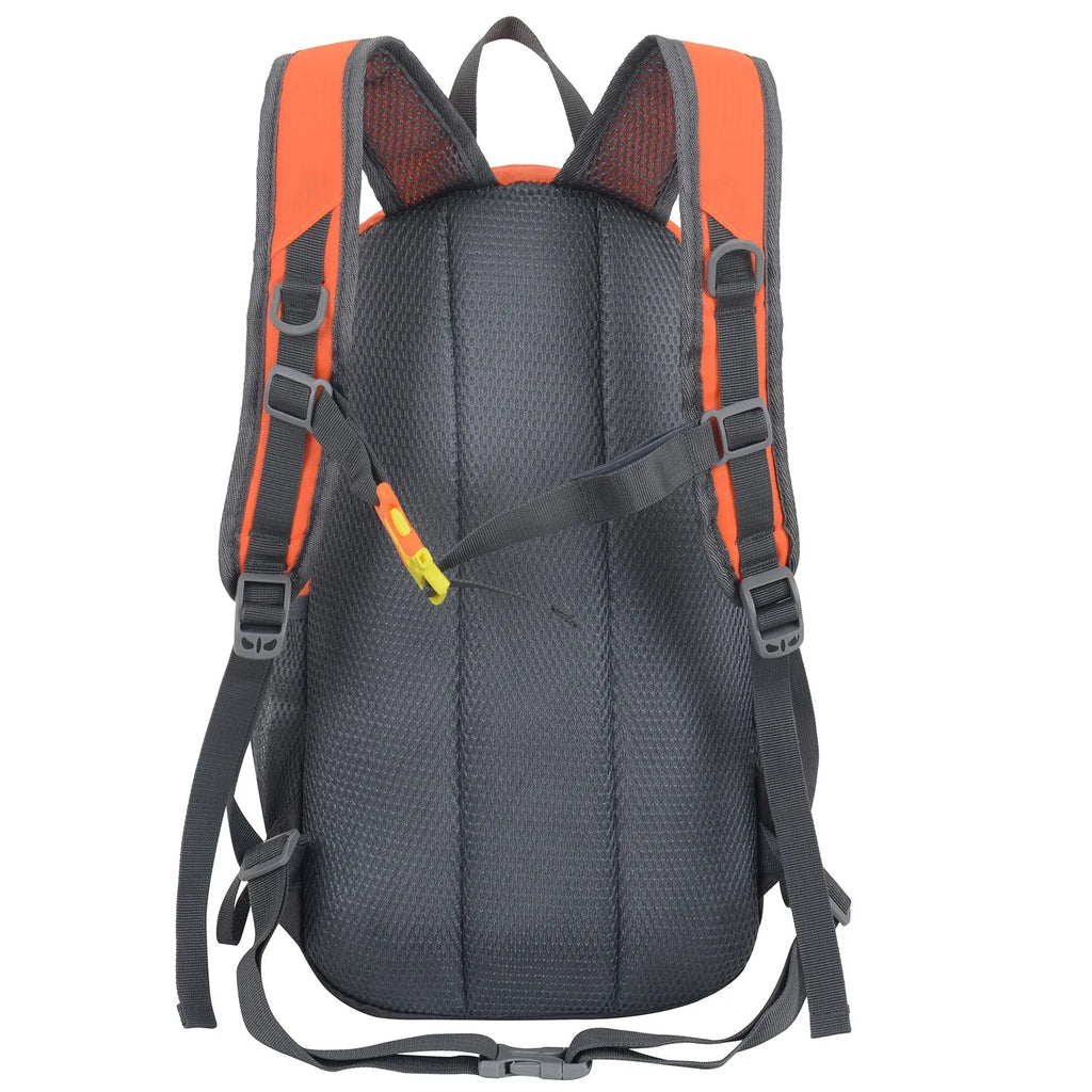 20 litre hiking backpack in Oxford cloth with air pillow belt, shown in multiple colour options.