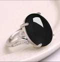 Adjustable geometric alloy ring in ethnic style with natural sapphire appearance