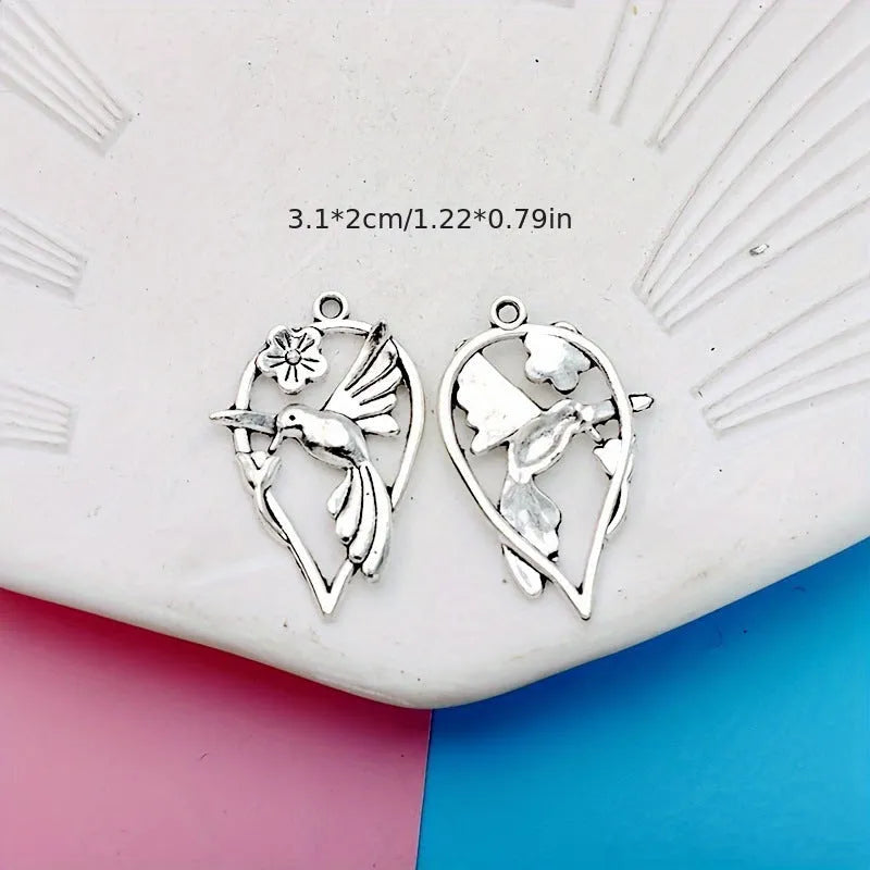 Alloy magpie pendant with electroplated finish for DIY jewellery projects