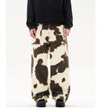 Men's straight-leg casual trousers with American retro cow pattern print in cow colour