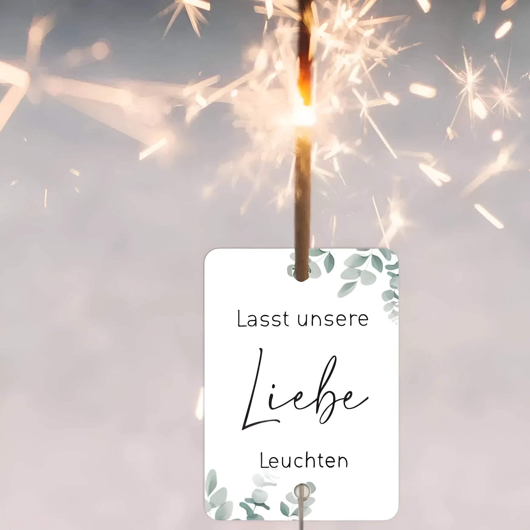 White card decorative labels with fireworks design for wedding and baptism celebration table settings