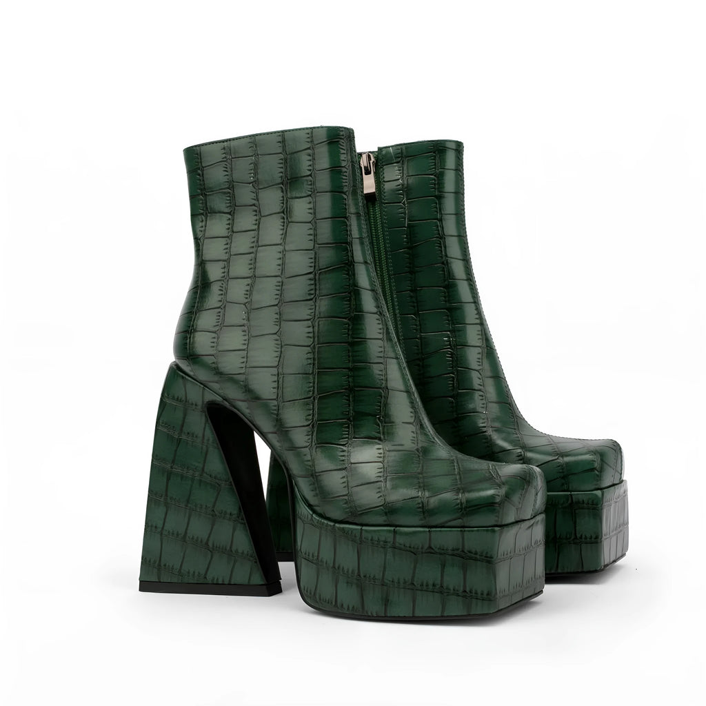 Women's artificial PU ankle boots with super high heels above 8cm in solid colours