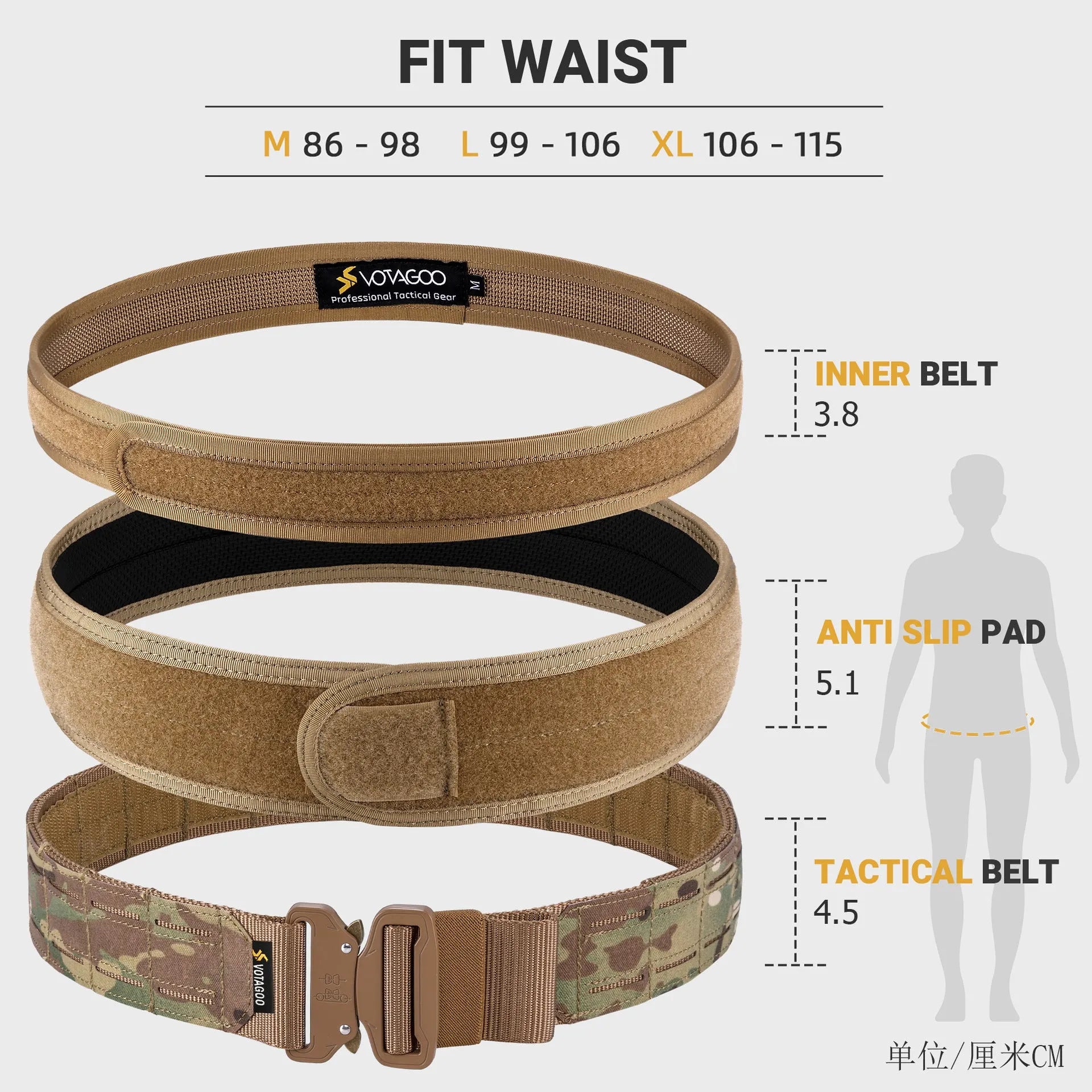 VOTAGOO thick nylon tactical belt with quick-release alloy buckle in CP camouflage colour