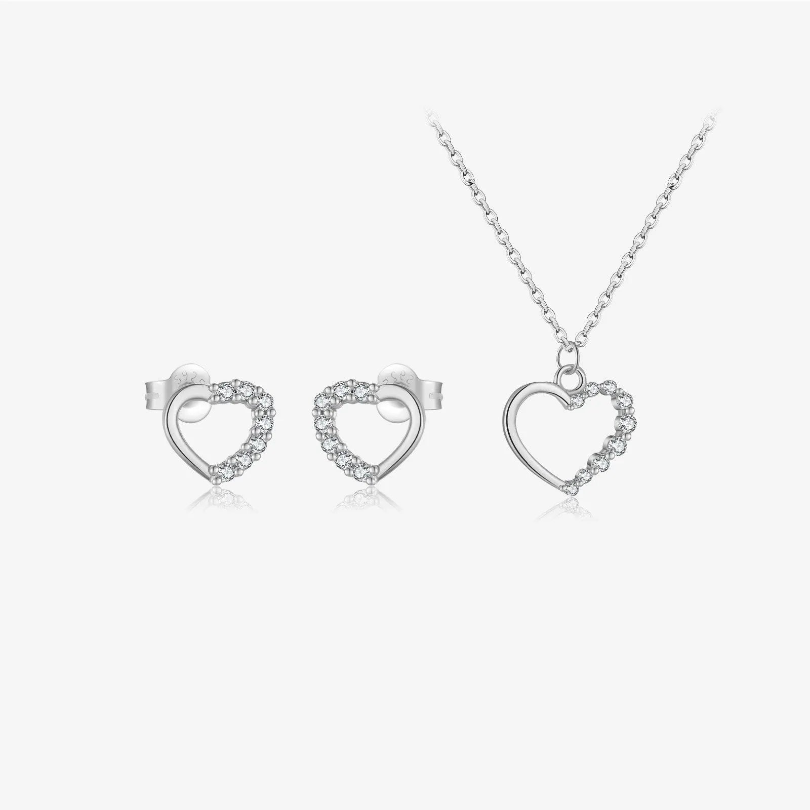 S925 sterling silver hollow heart necklace in gold or platinum colour option